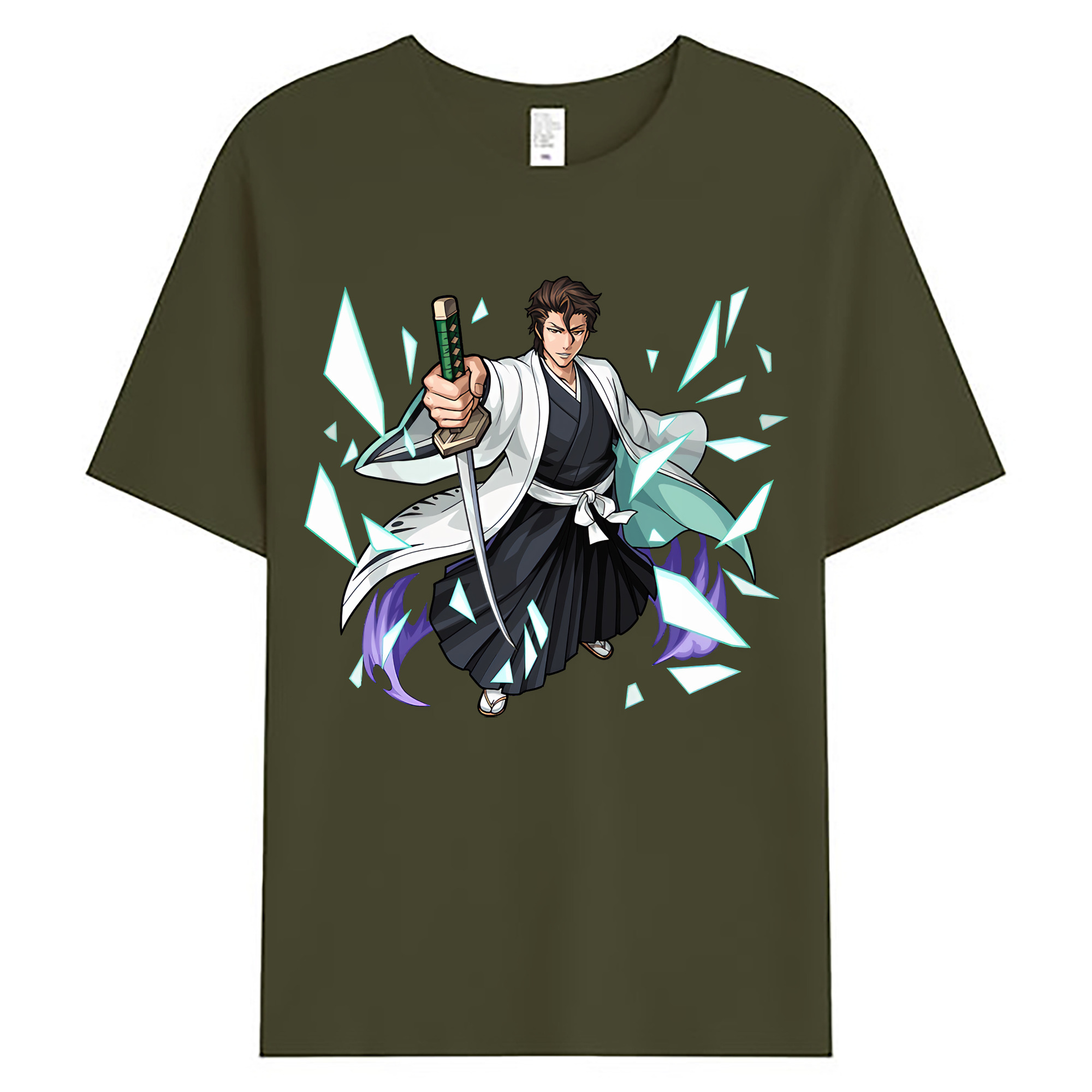 （画像用） ブリーチ 藍染 惣右介（あいぜん そうすけ） BLEACH Aizen Sousuke 綿100％ メンズ半袖Tシャツ｜肌触りやわらか＆通気性